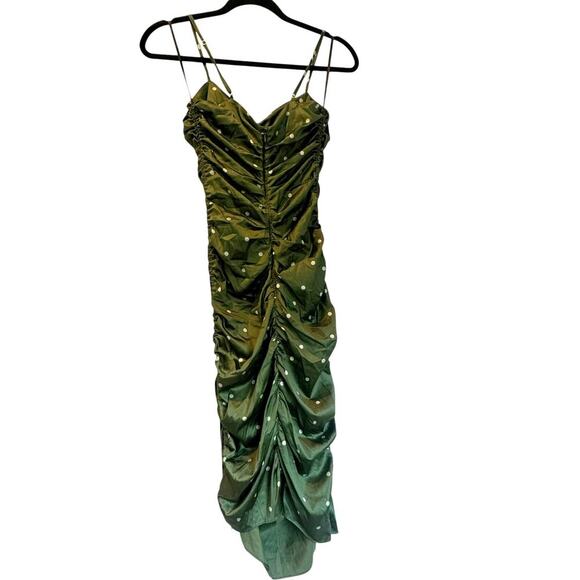 For Love & Lemons Polka Dot Paula Ruched Drawstring Dress Sleeveless Size S - Picture 10 of 14